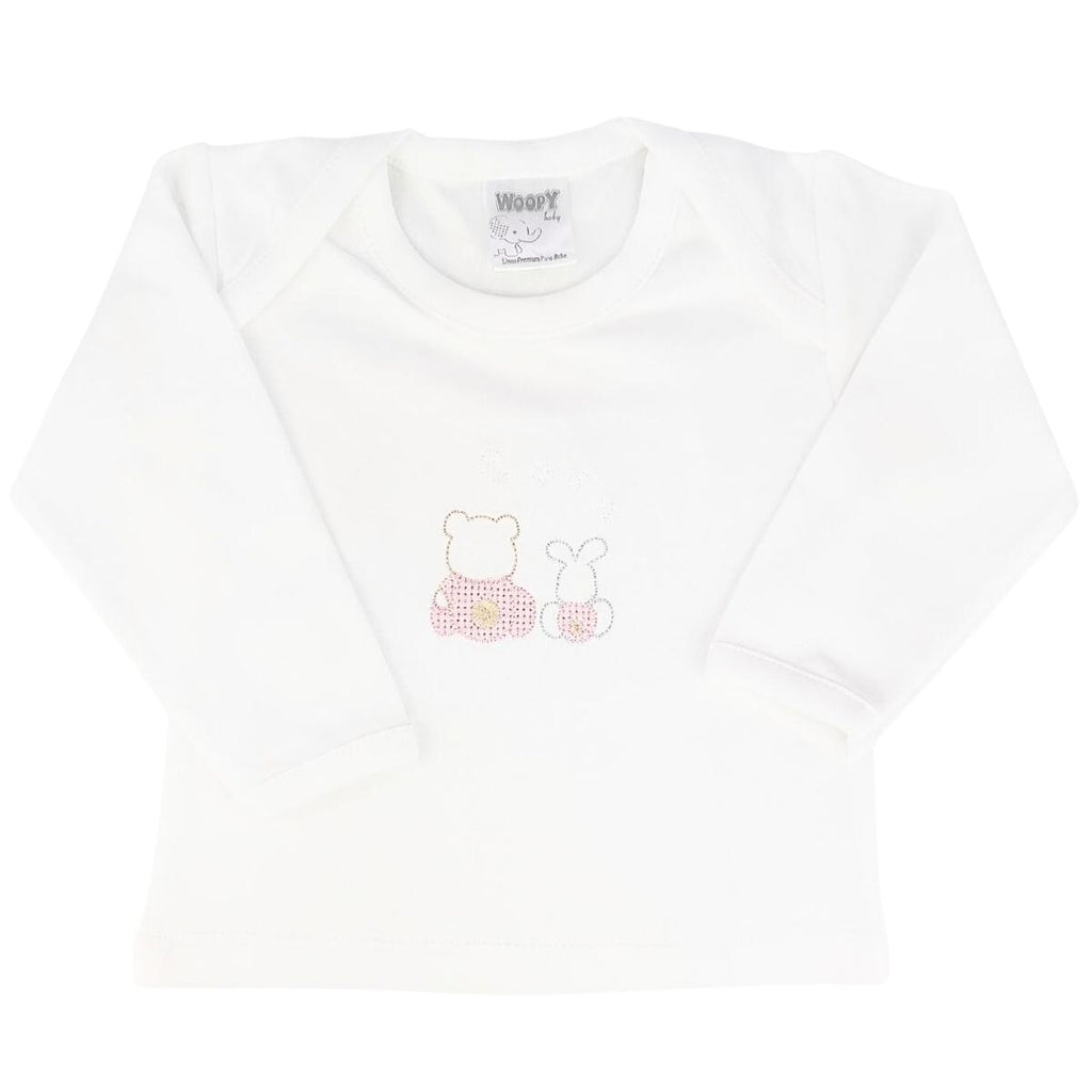 Conjunto Bebe - punto ingles - Amigos duo - Blanco-Rosado