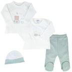 Conjunto Bebe - punto ingles - Amigos duo - Blanco-Verde