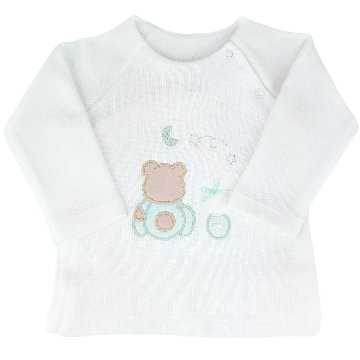 Conjunto Bebe - punto ingles - Amigos duo - Blanco-Verde