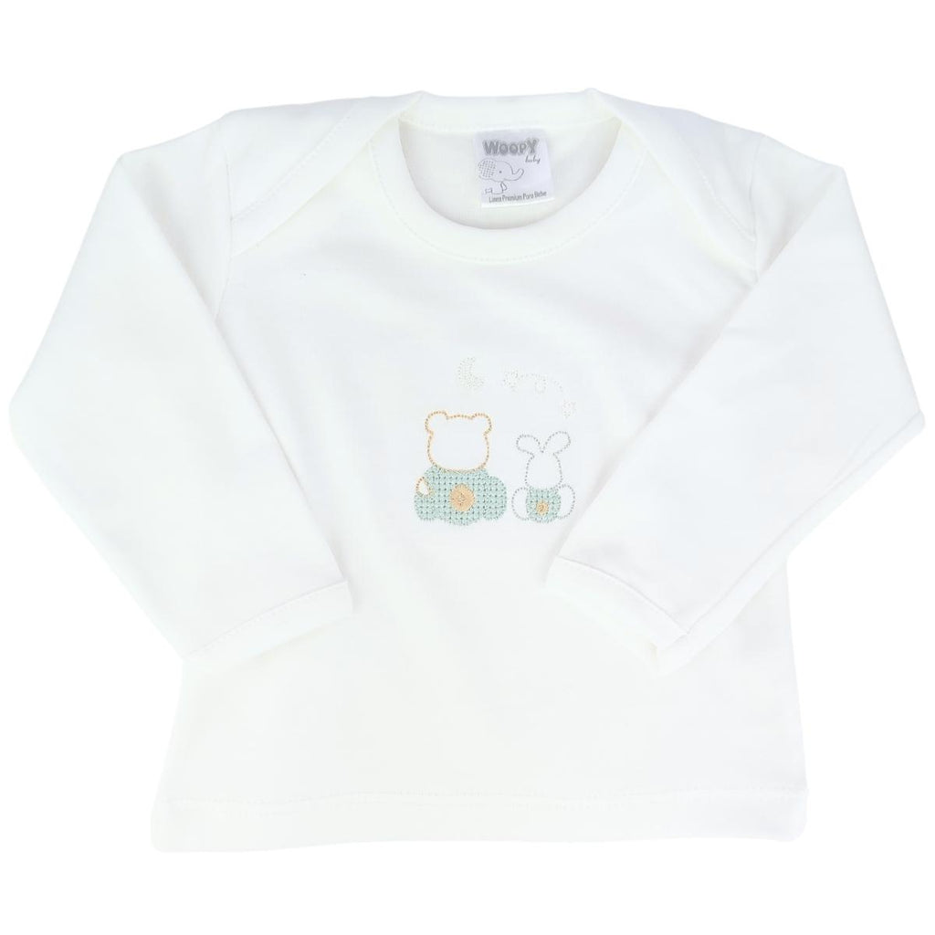 Conjunto Bebe - punto ingles - Amigos duo - Blanco-Verde