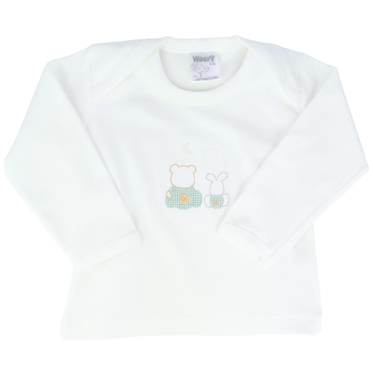 Conjunto Bebe - punto ingles - Amigos duo - Blanco-Verde