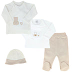 Conjunto Bebe - punto ingles - Amigos duo - Crema-Beige