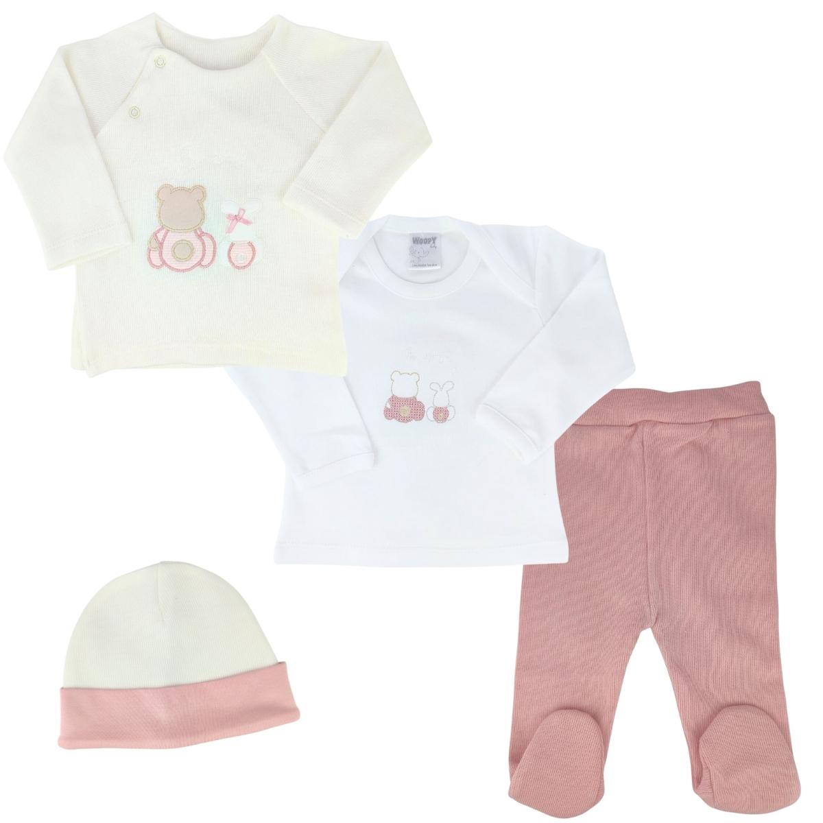 Conjunto Bebe - punto ingles - Amigos duo - Crema-Palo Rosa