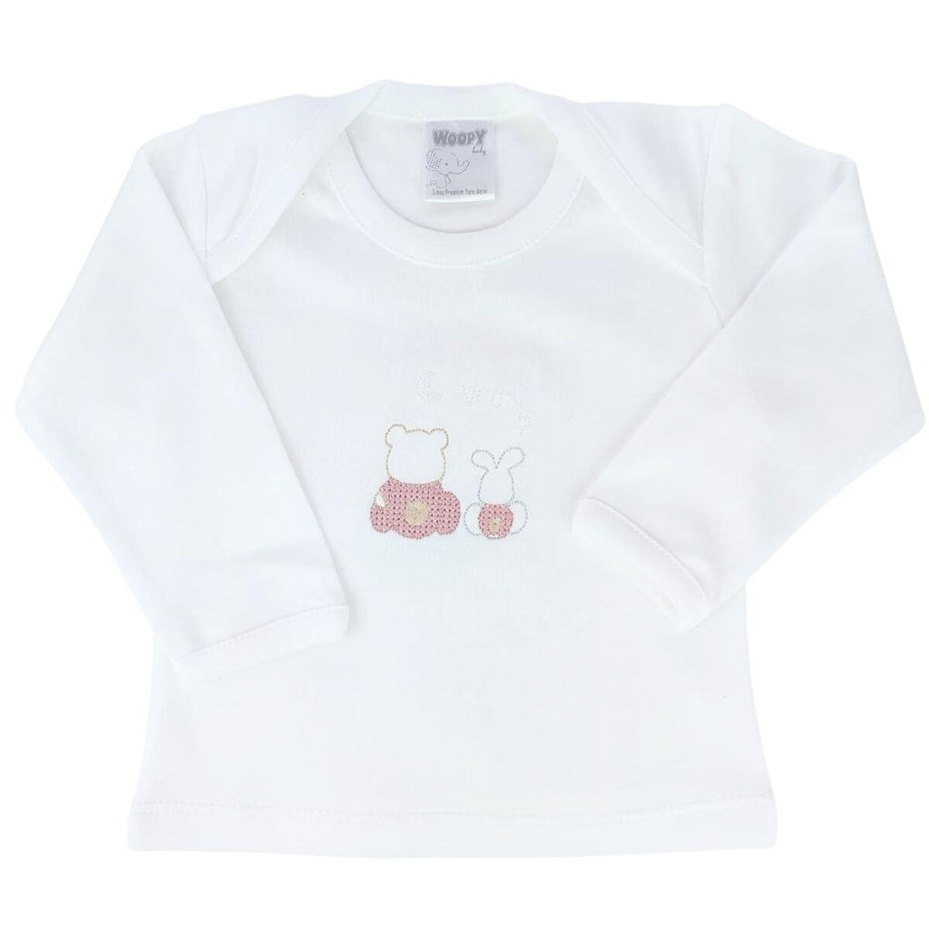 Conjunto Bebe - punto ingles - Amigos duo - Crema-Palo Rosa