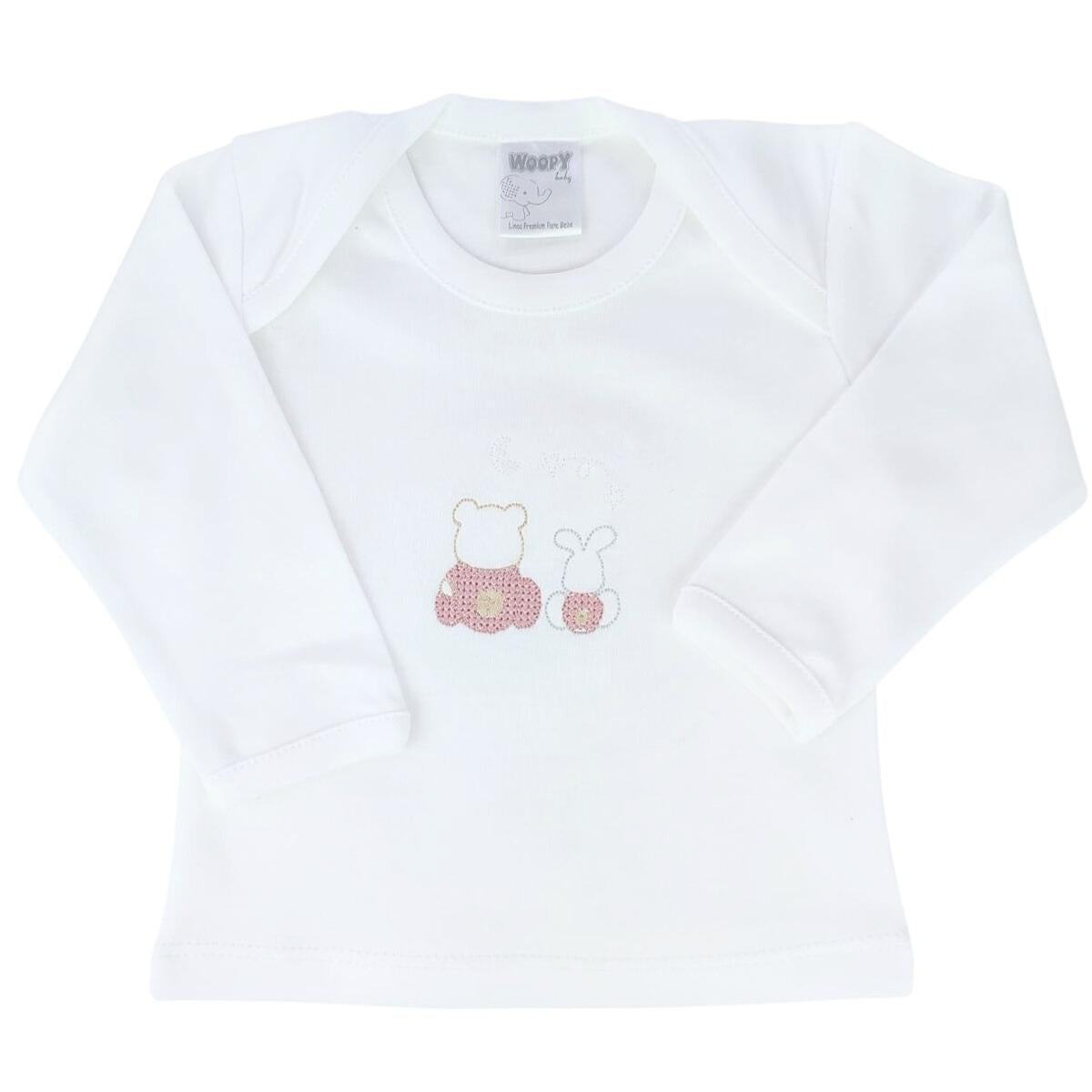 Conjunto Bebe - punto ingles - Amigos duo - Crema-Palo Rosa