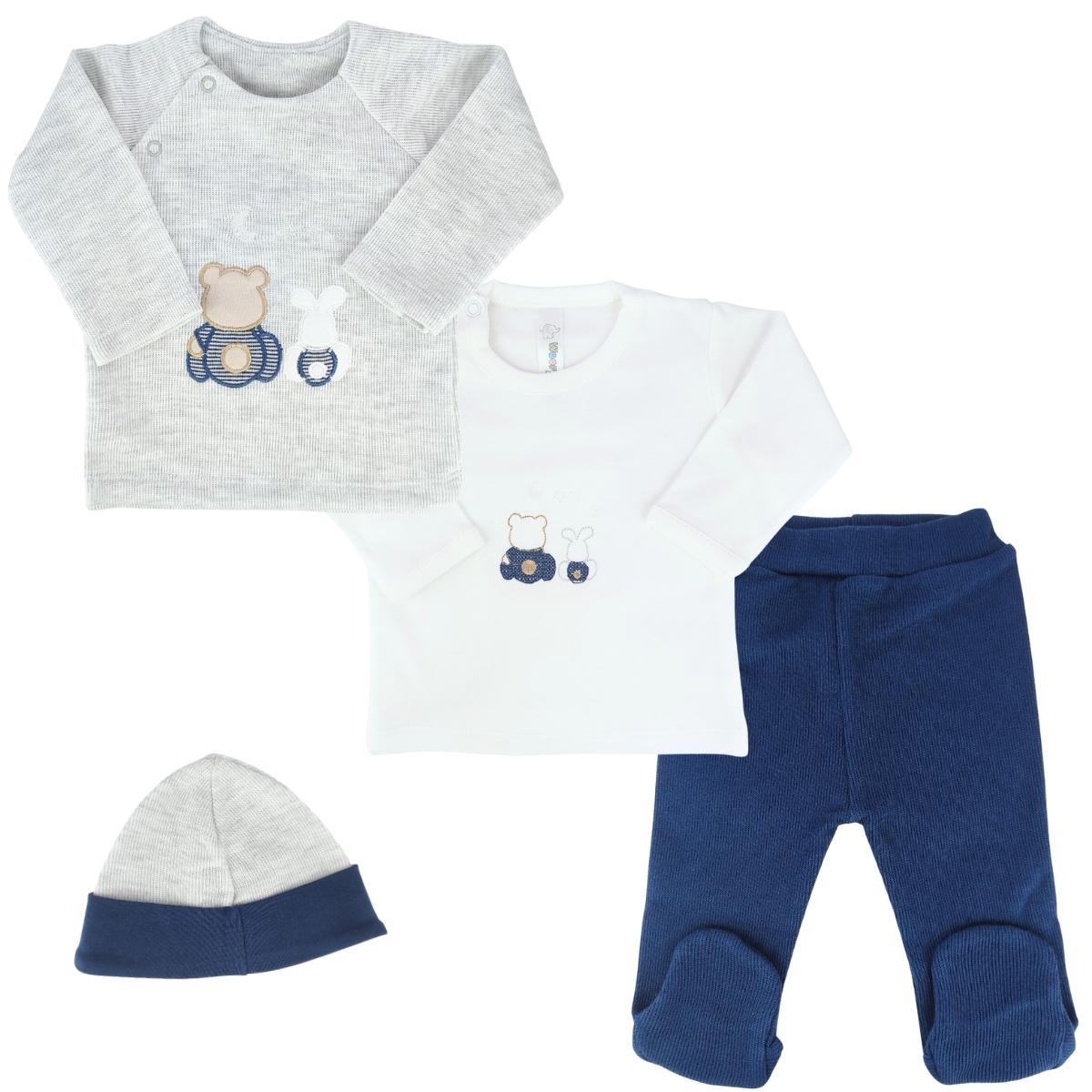 Conjunto Bebe - punto ingles - Amigos duo - Gris-Azul