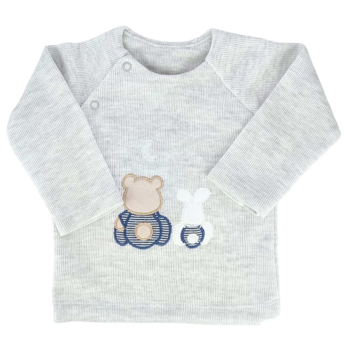 Conjunto Bebe - punto ingles - Amigos duo - Gris-Azul