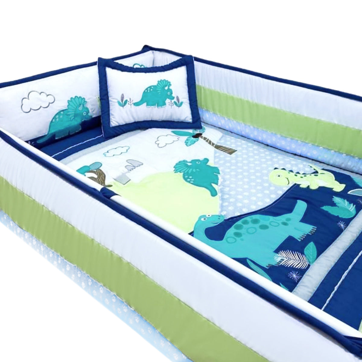 Set de Cuna y 4 protectores - Prestige 130x70 cm  - Dinosaurios