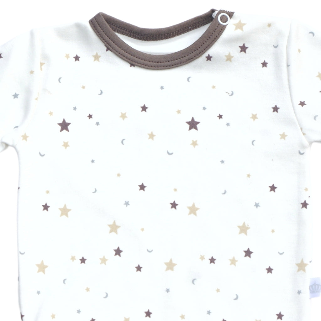 Ajuar Set 3 piezas manga corta Estampado Estrellas Marron