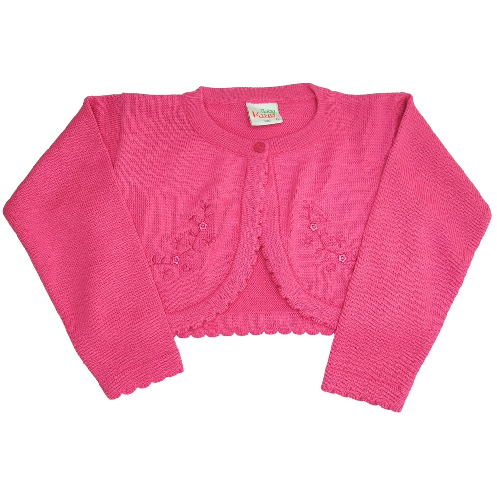Bolero Bebe - Hilo Algodón - Florecita - Fucsia