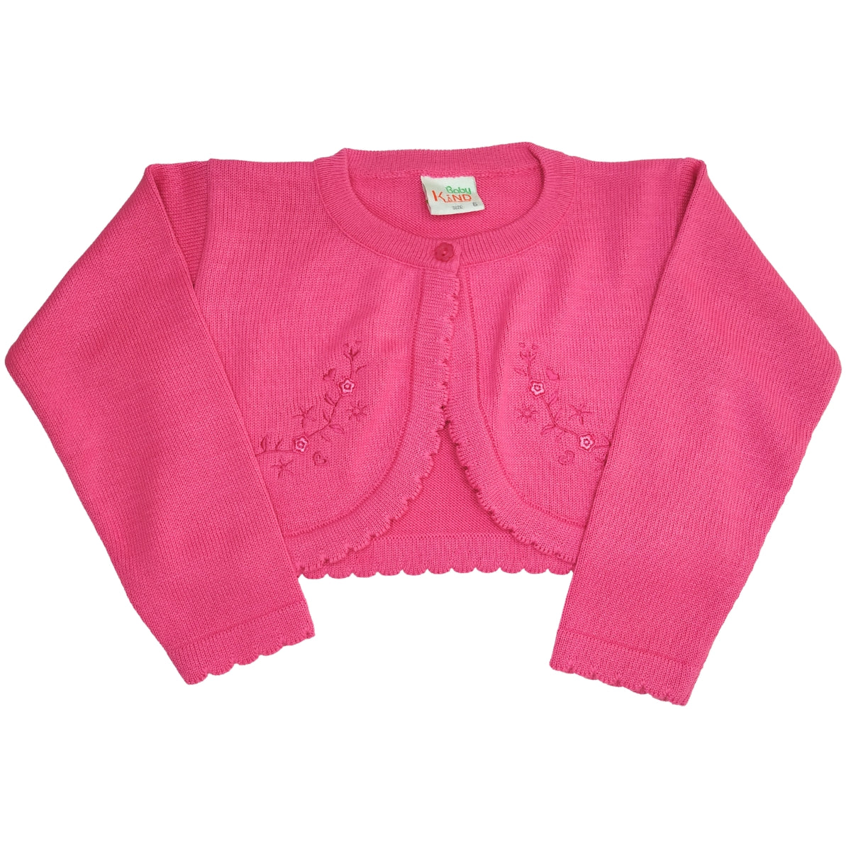 Bolero Bebe - Hilo Algodón - Florecita - Fucsia