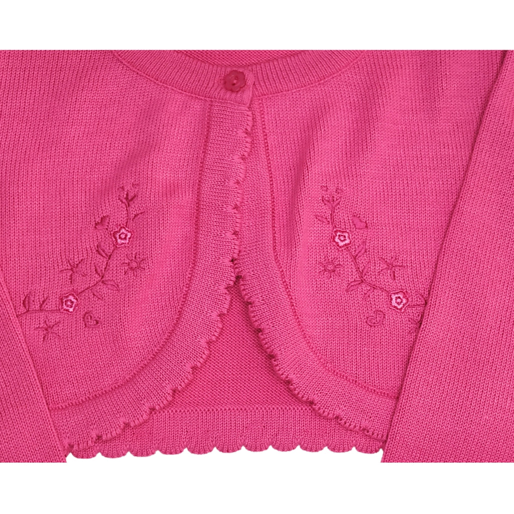 Bolero Bebe - Hilo Algodón - Florecita - Fucsia