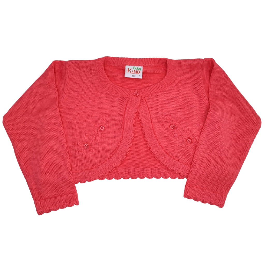 Bolero Bebe - Hilo Algodón - Florecita - Coral