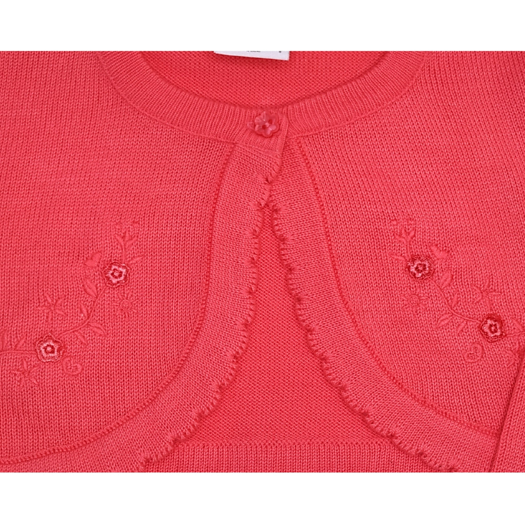 Bolero Bebe - Hilo Algodón - Florecita - Coral