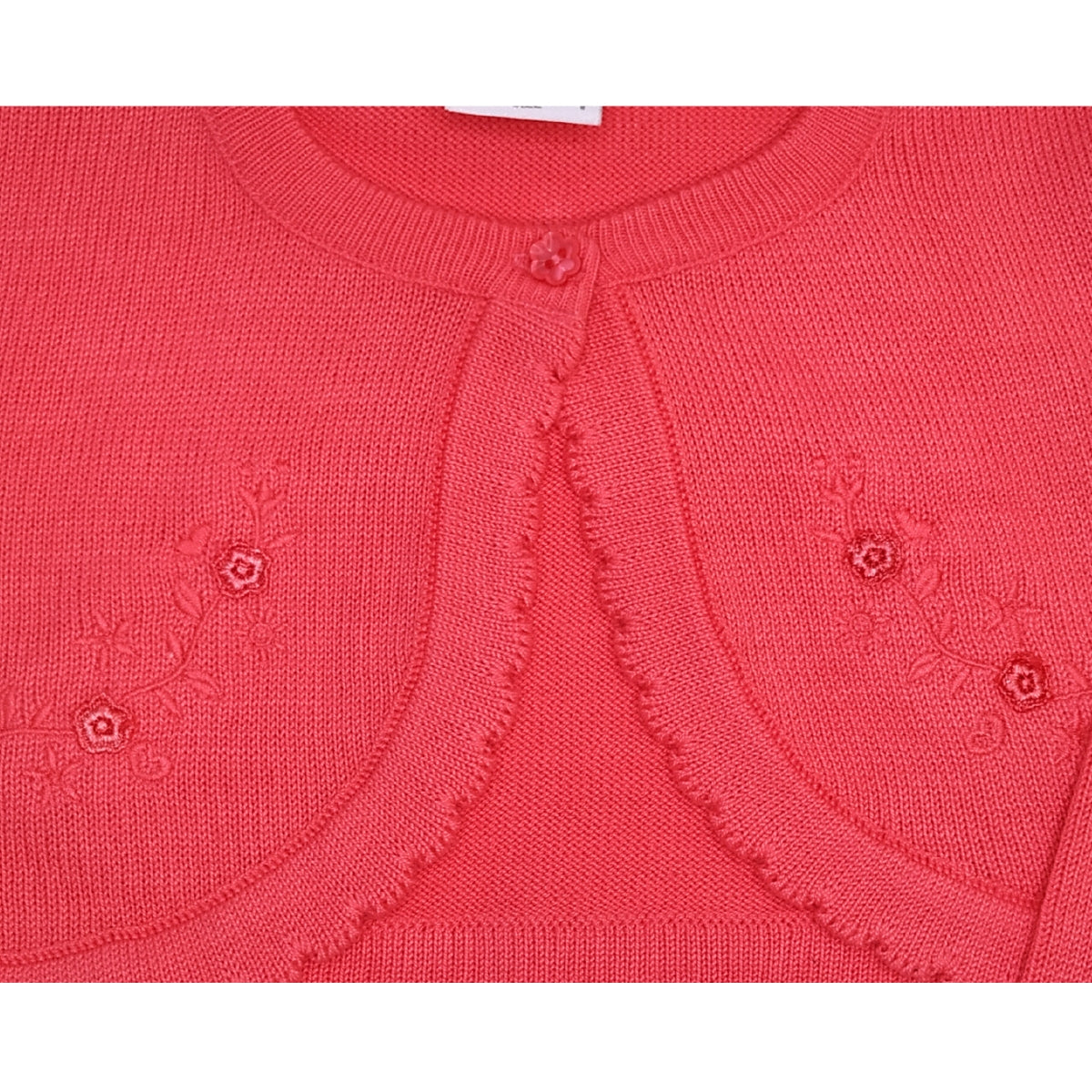 Bolero Bebe - Hilo Algodón - Florecita - Coral