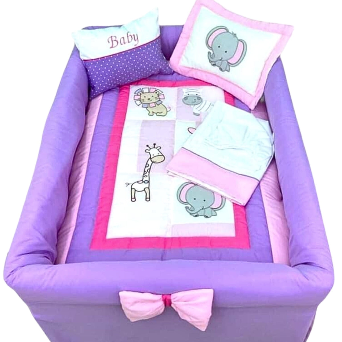 Set de Pack and play - Animalitos - Morado