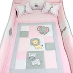 Set de Cama Cuna Cajonera y 4 protectores - Prestige - Safari 3 - Rosado