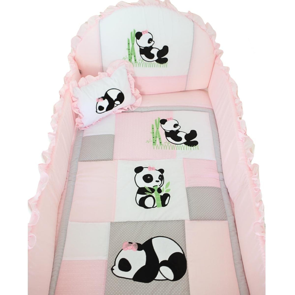Set de cuna y Protector - Tradición - Panda Rosa