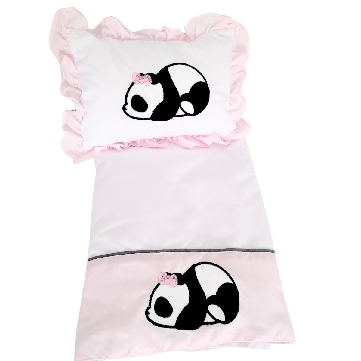 Set de cuna y Protector - Tradición - Panda Rosa