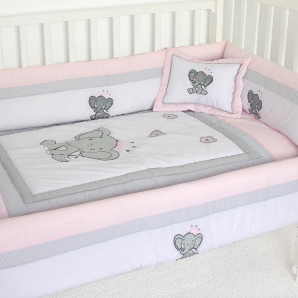 Set de Cuna y 4 protectores - Prestige - Elefante puro amor