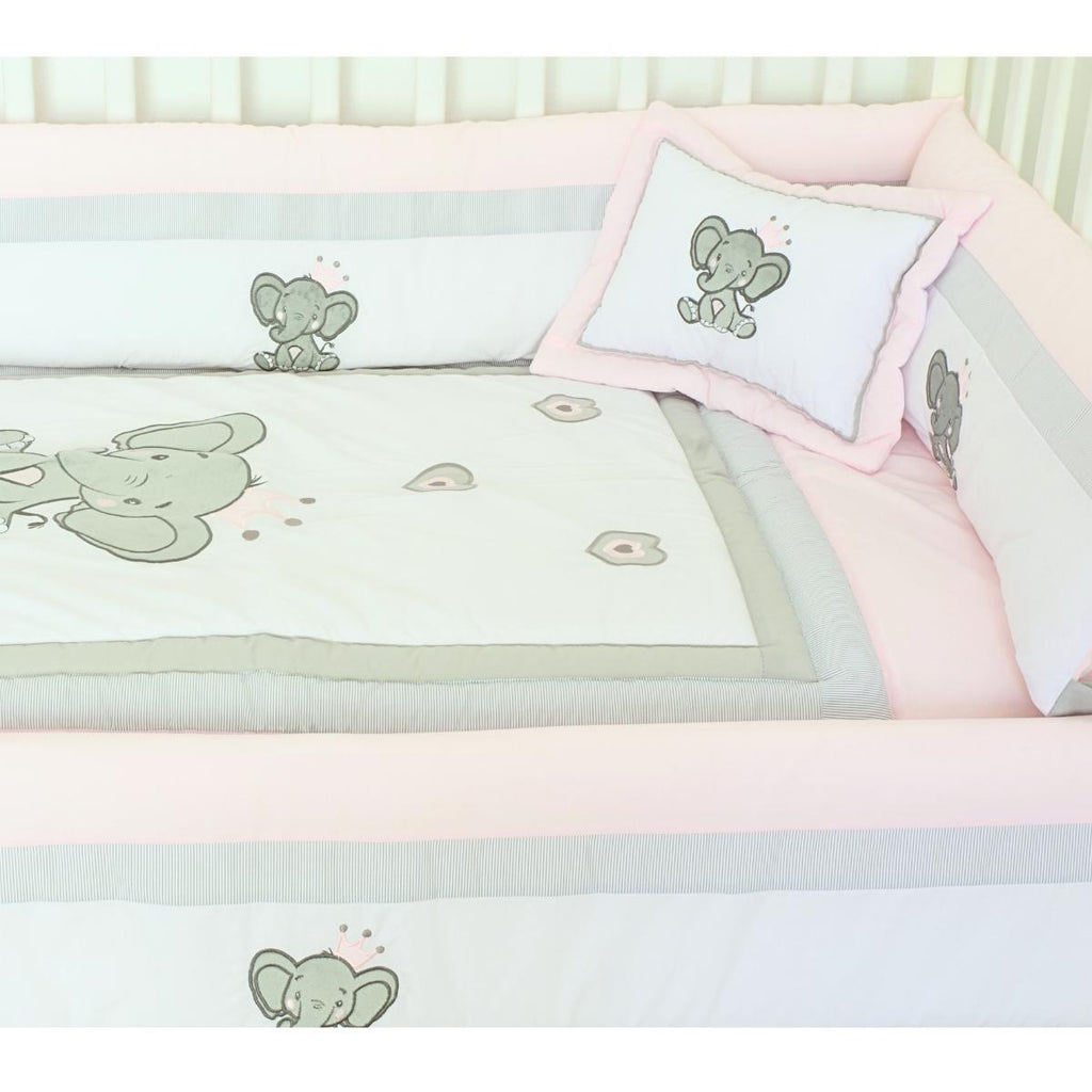 Set de Cuna y 4 protectores - Prestige - Elefante puro amor