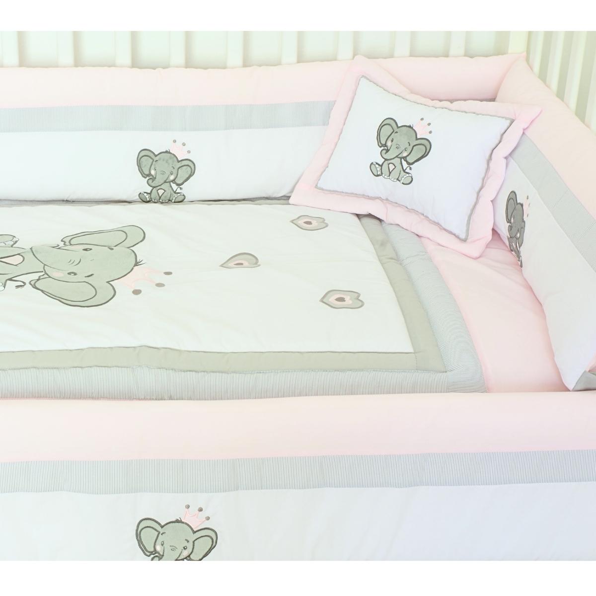 Set de Cuna y 4 protectores - Prestige - Elefante puro amor