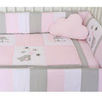 Set de Cuna y 4 protectores - Prestige - Elefante juguetona Rosada
