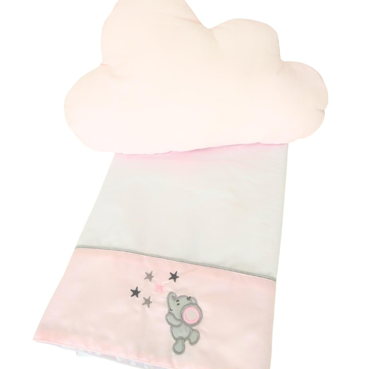 Set de Cuna y 4 protectores - Prestige - Elefante juguetona Rosada