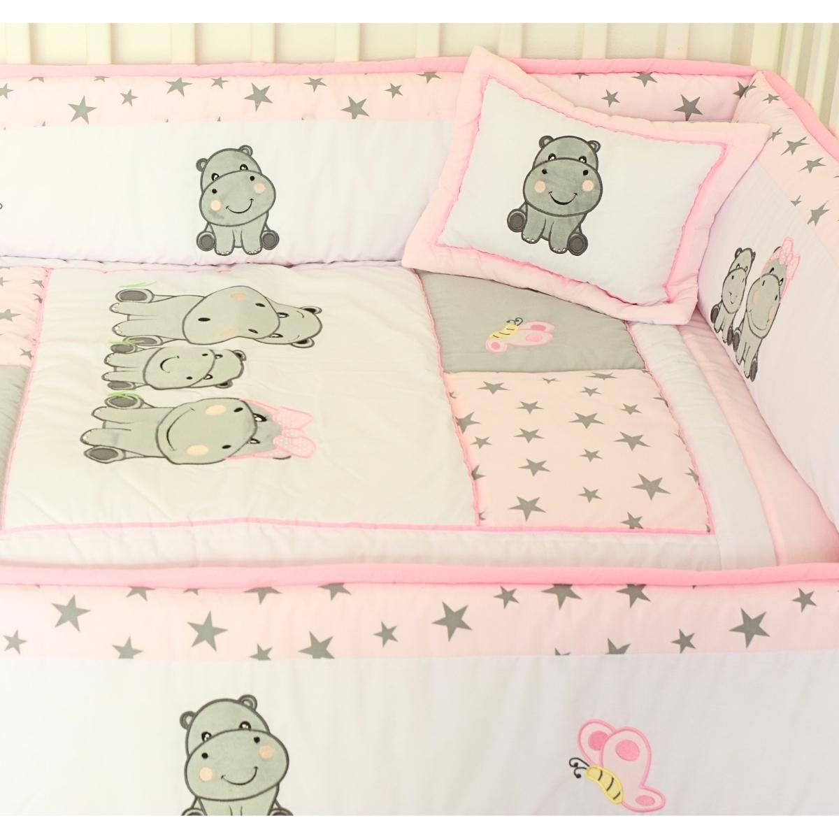 Set de Cuna y 4 protectores - Prestige - La Familia hipopotamo