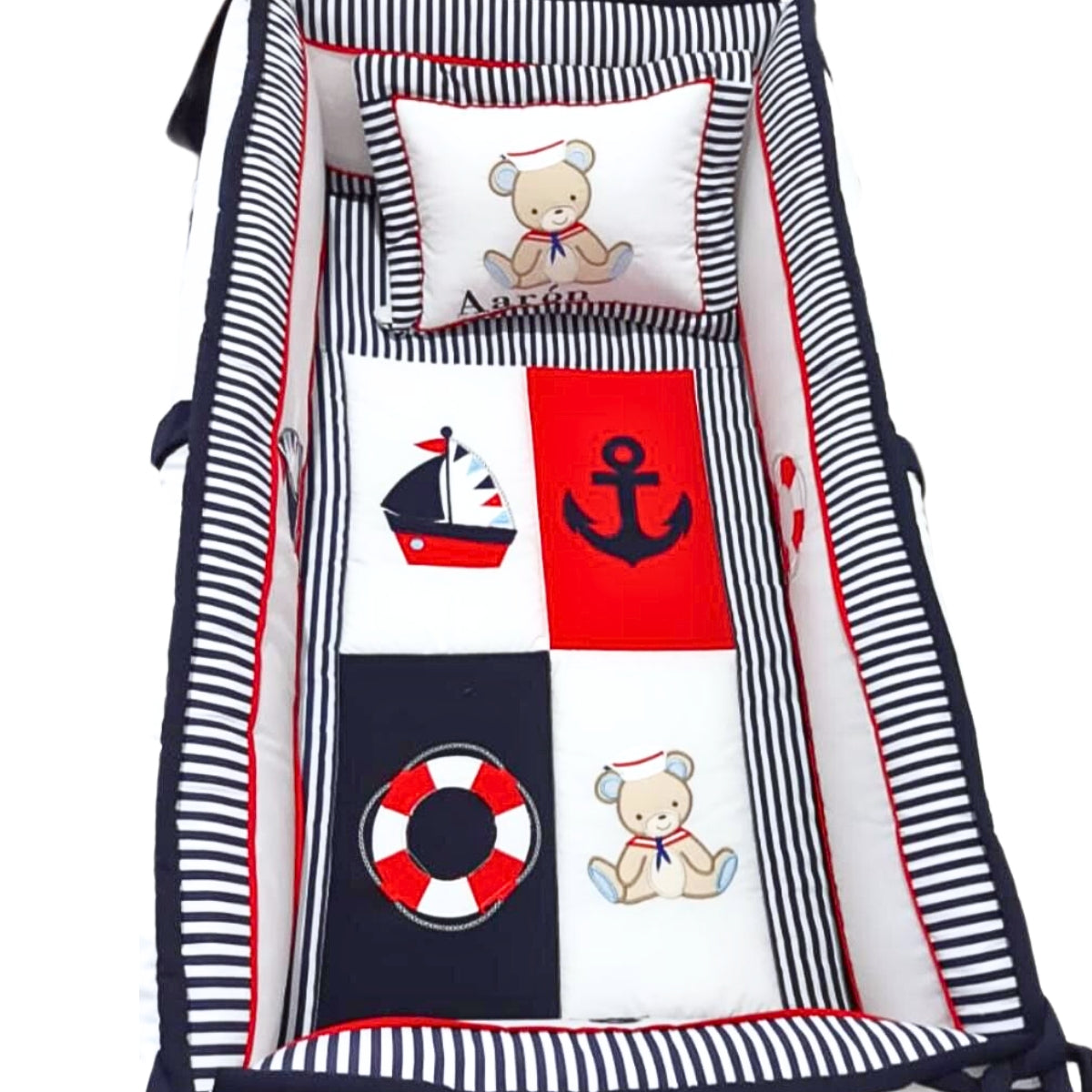 Set de Cuna y 4 protectores - Moisés Mecedora - Prestige - Osito de la mar