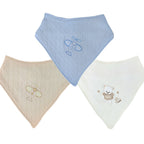 Pack 3 Bandanas Baberos en algodón jacquard con broche - W06