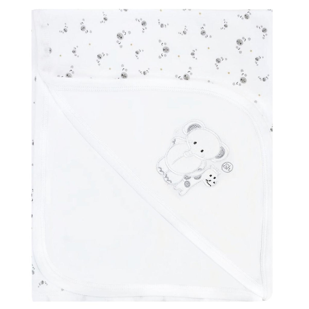 Manta bebé delgada - Algodon - Elefante - Blanco