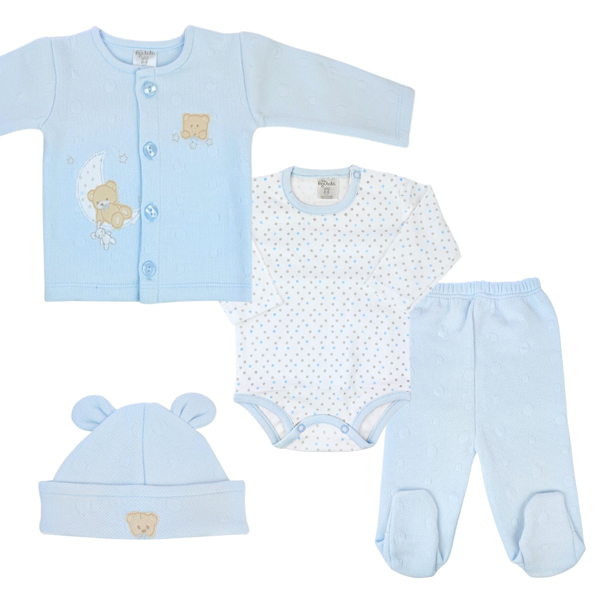 Conjunto Algodon Jacquard - 4 piezas - Sam- Celeste