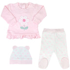 Conjunto Jacquard Flor - 3 piezas - Rosado - Talla 0