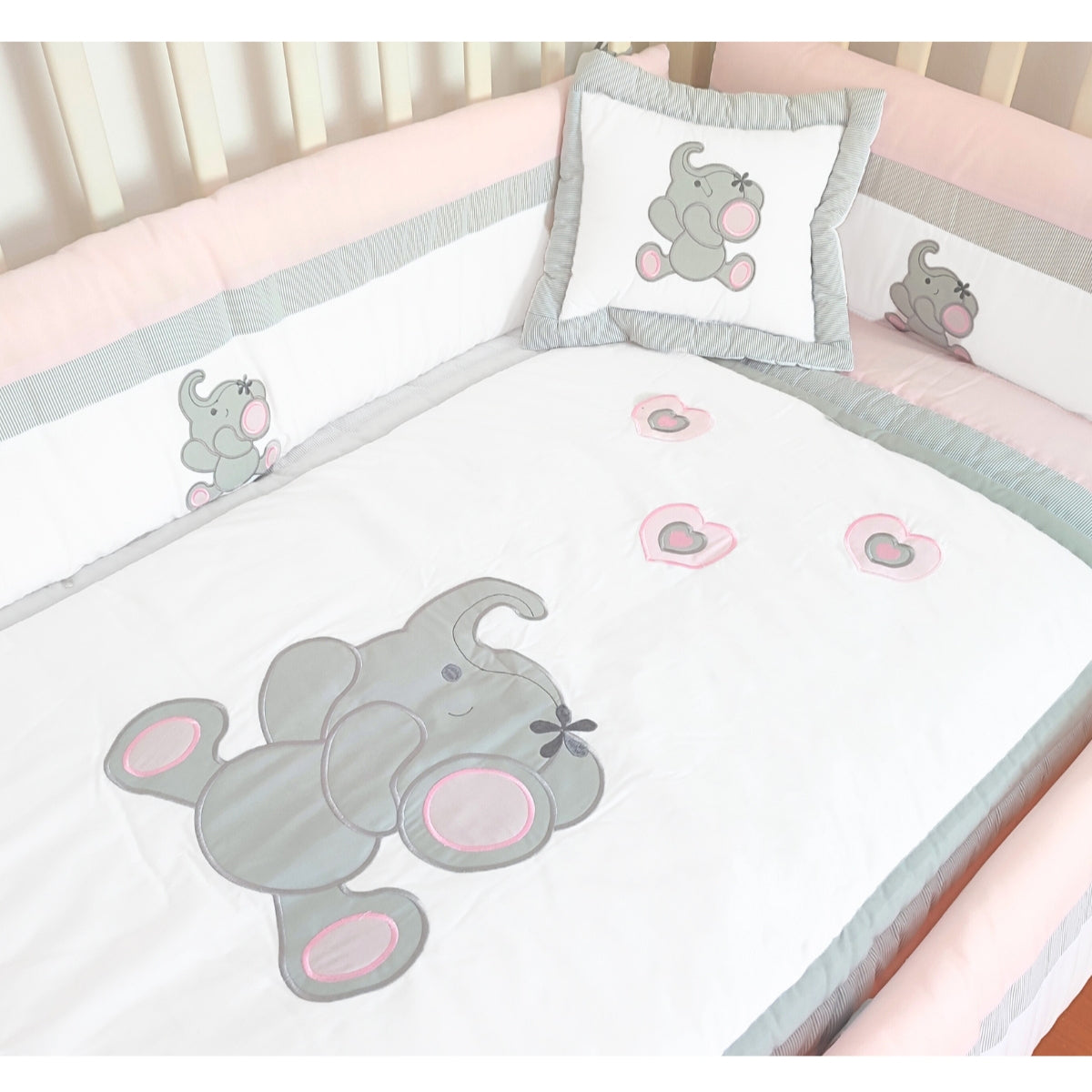 Set de Cuna y 4 protectores - Prestige - Elefante