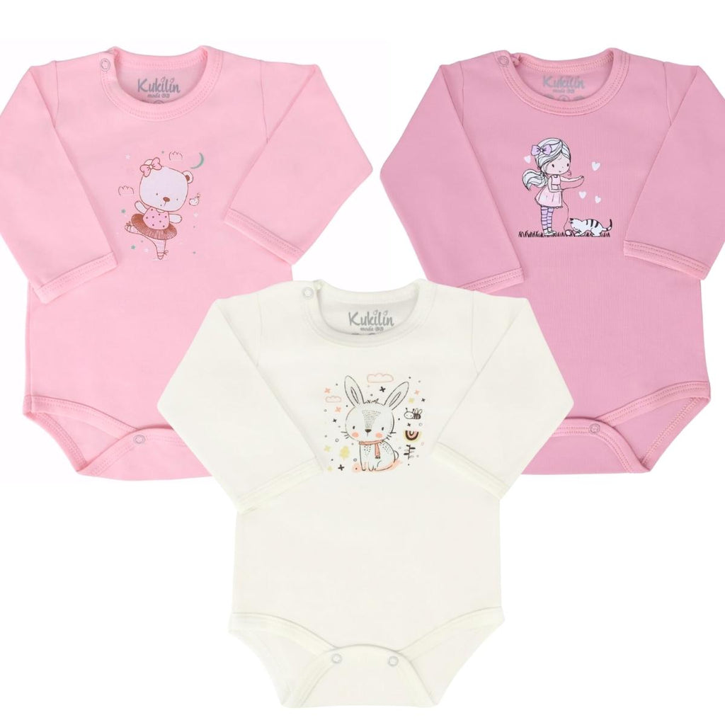 Set 3 Bodys Manga larga 100% algodón - M08