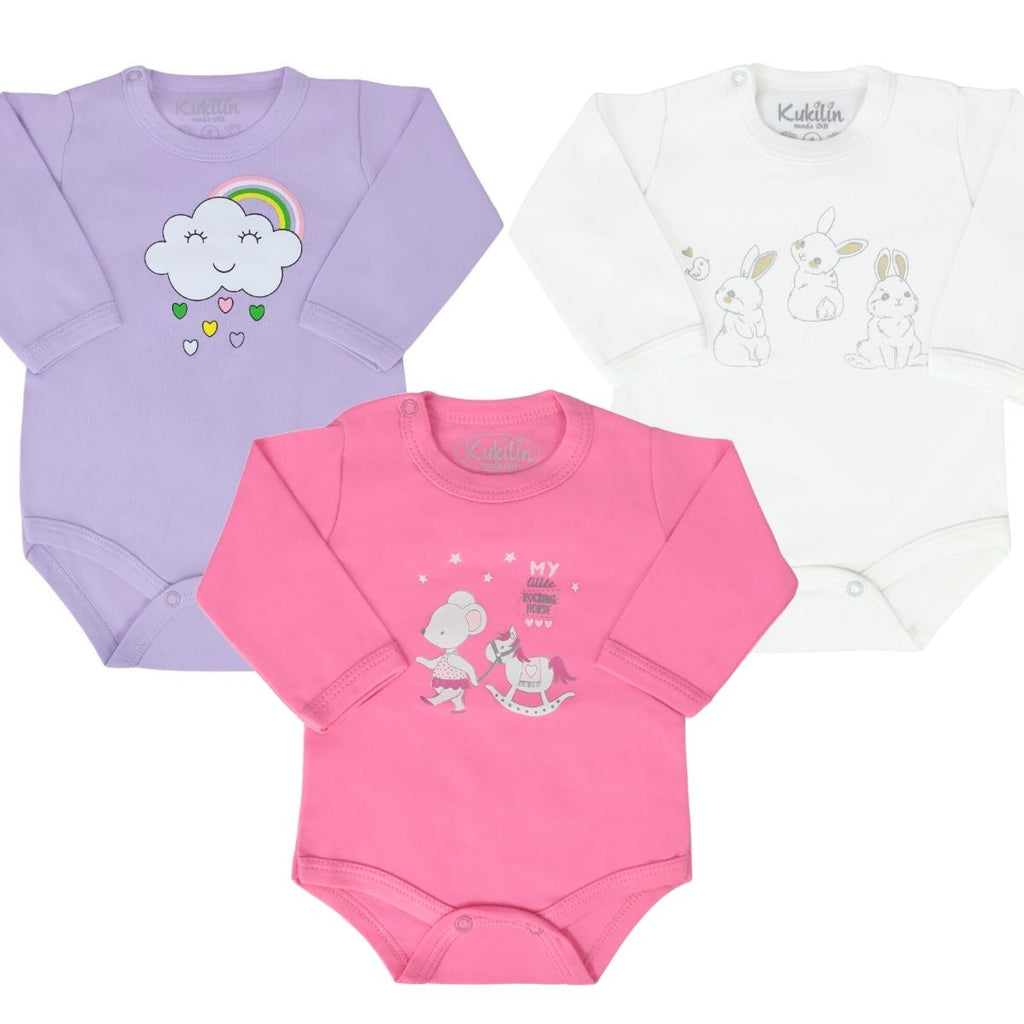 Set 3 Bodys Manga larga 100% algodón - M11