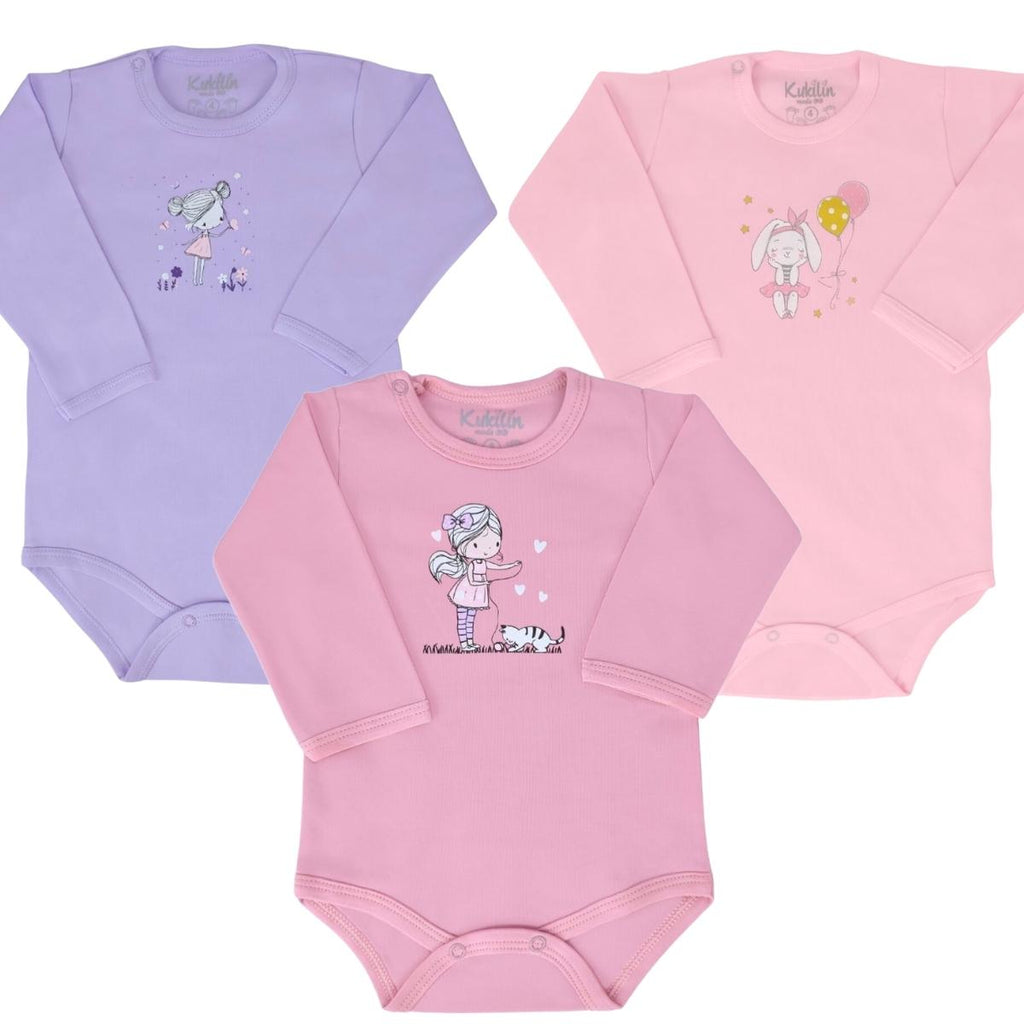 Set 3 Bodys Manga larga 100% algodón - M12