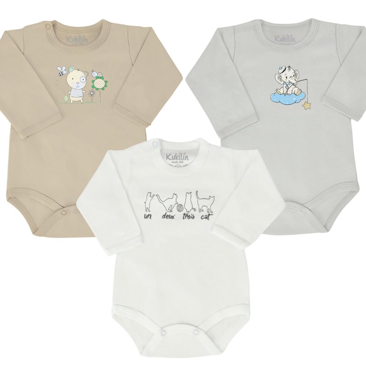 Set 3 Bodys Manga larga 100% algodón - M15