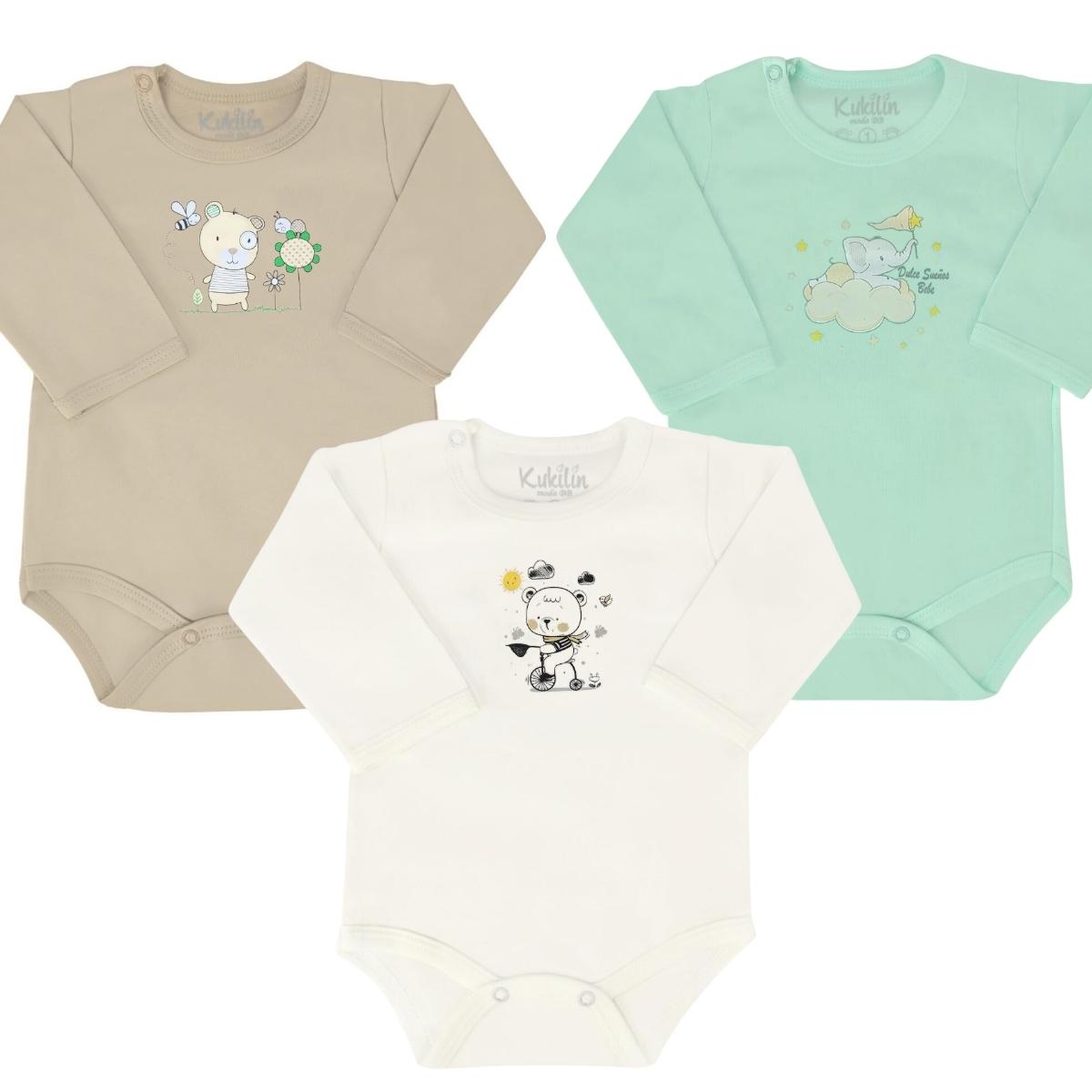 Set 3 Bodys Manga larga 100% algodón - M16