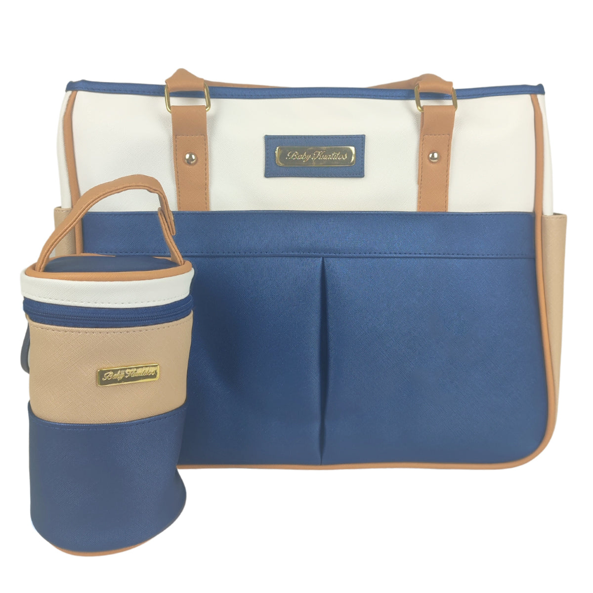 Bolso pañalero y portabiberon - Azul Acero -  TRIAZU