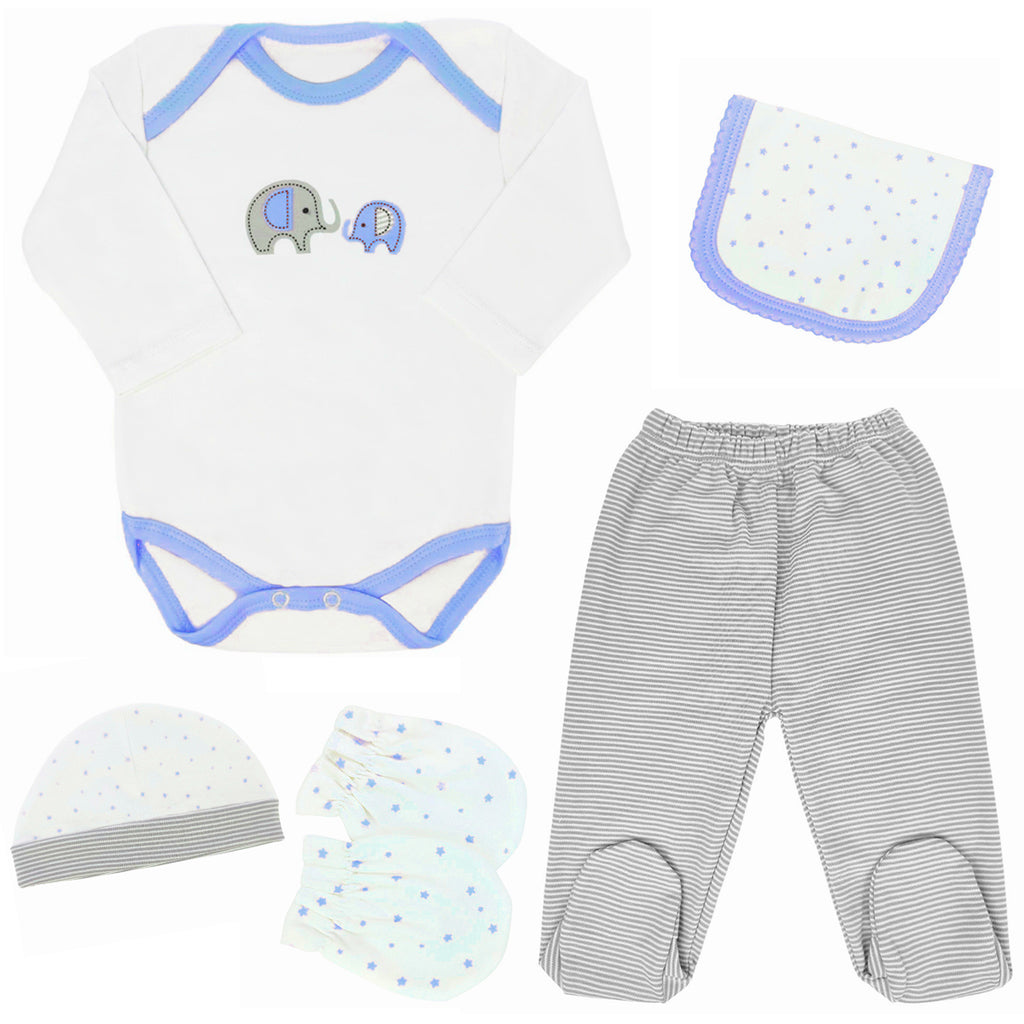 Ajuar Algodón - Elefante - 6 piezas - Acero G - Talla RN