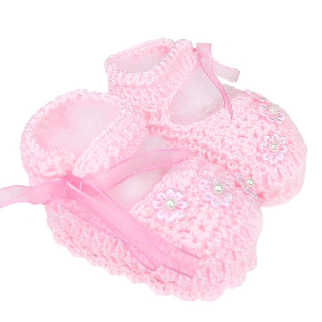 Set Zapatitos y vincha - Hilo Algodón - Rosado