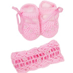 Set Zapatitos y vincha - Hilo Algodón - Rosado