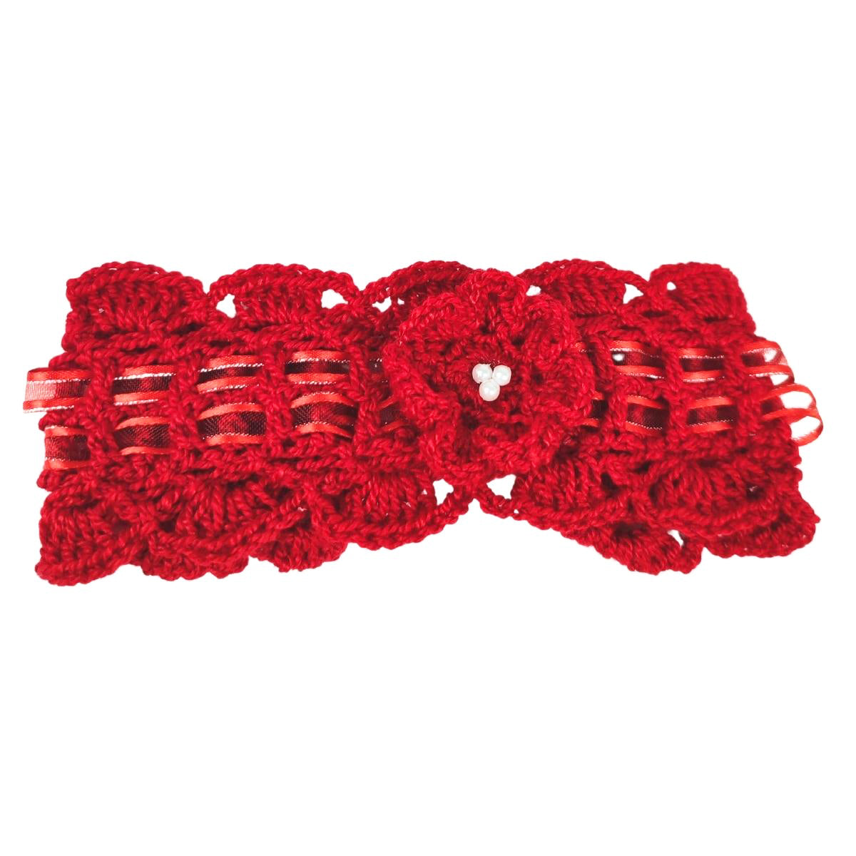 Set Zapatitos y vincha - Hilo Algodón - Rojo