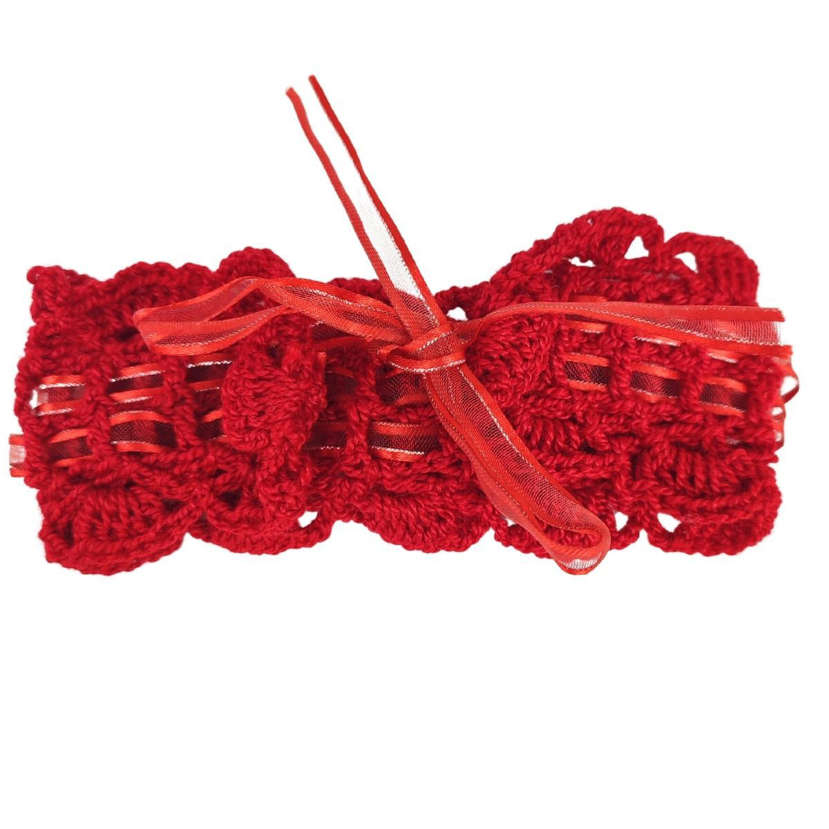 Set Zapatitos y vincha - Hilo Algodón - Rojo