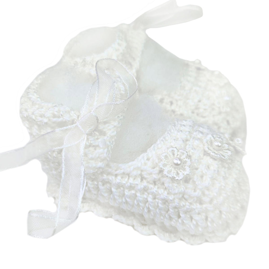 Set Zapatitos y vincha - Hilo Algodón - Perla