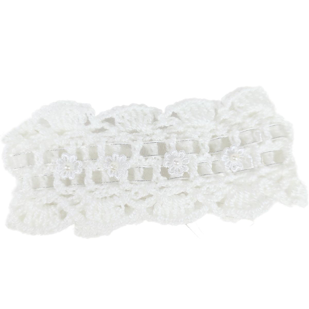 Set Zapatitos y vincha - Hilo Algodón- Blanco