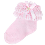Medias con lazo en el tobillo para niña - Rosado
