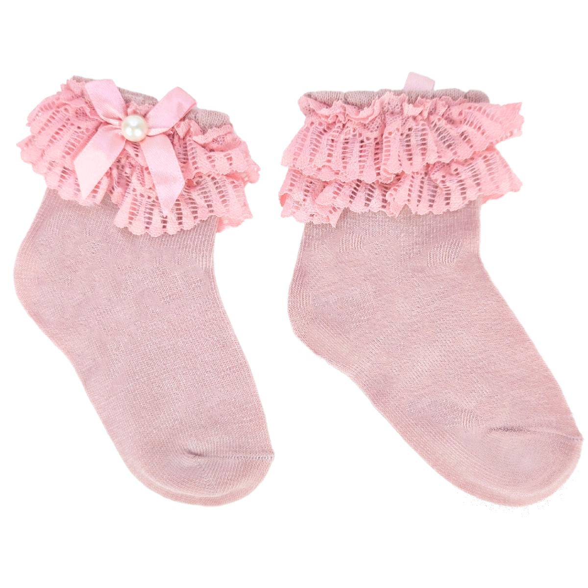 Medias con lazo en el tobillo para niña - Palo Rosa